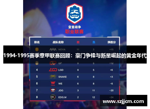 1994-1995赛季意甲联赛回顾：豪门争锋与新星崛起的黄金年代